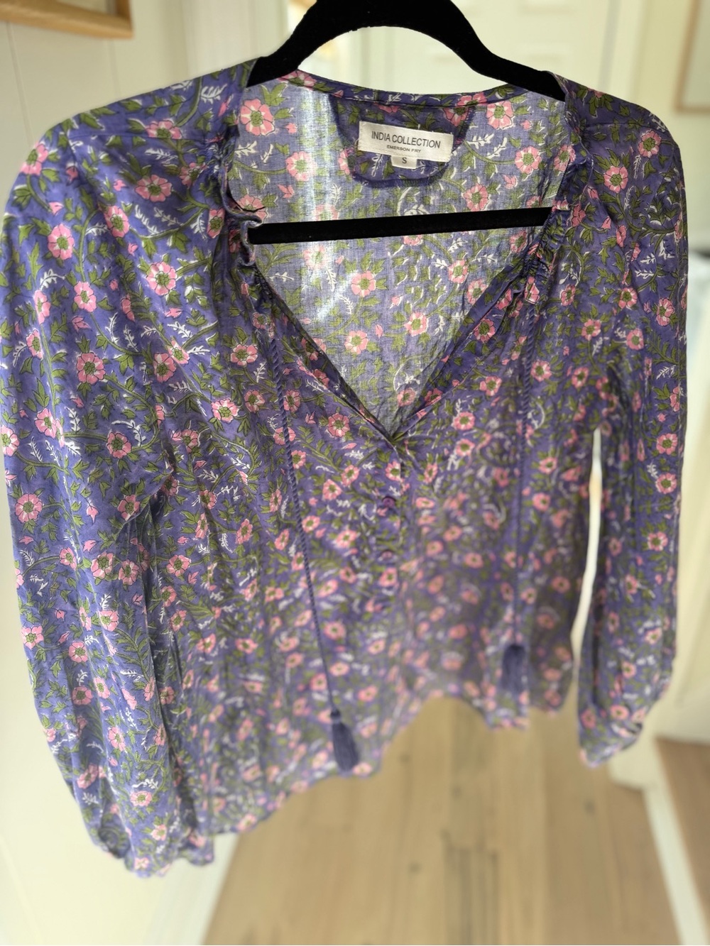 Emerson Fry Purple Floral Tie-Front Blouse